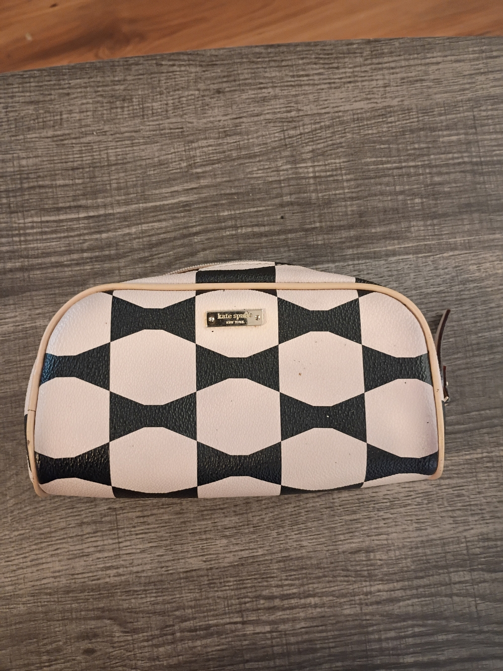 kate spade Black and Blush Geometric Cosmetic Case